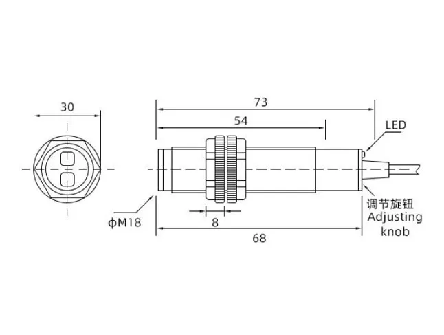 G30-Cylinder-shaped-PNP-PN-NO-NC-Photoelectric-Senosr-Switch-dimension