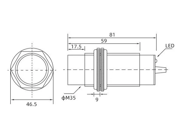 m35-cylinder-type-abs-resin-inductive-proximity-switch-Dimension