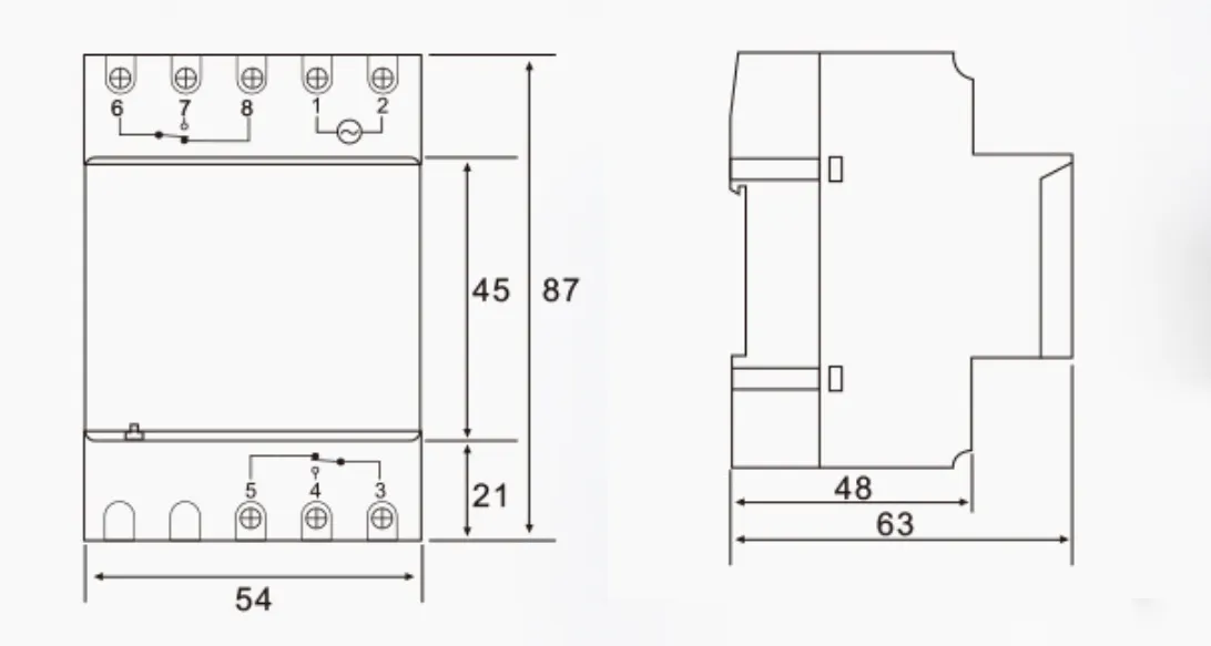 Digital Timer Switch THC 822N Dimension