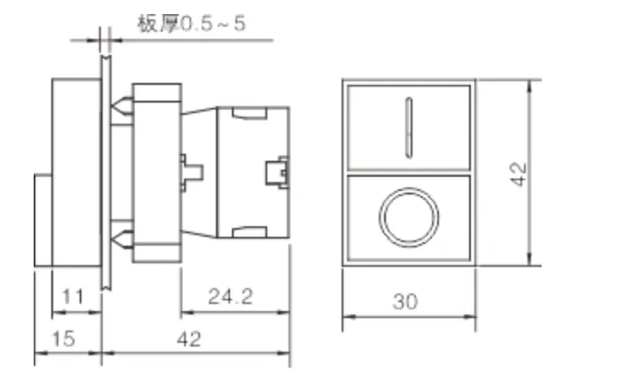 Double Headed Button Switch Dimension