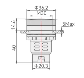 Indicator Light AD22-30MFD with Buzzer Dimension