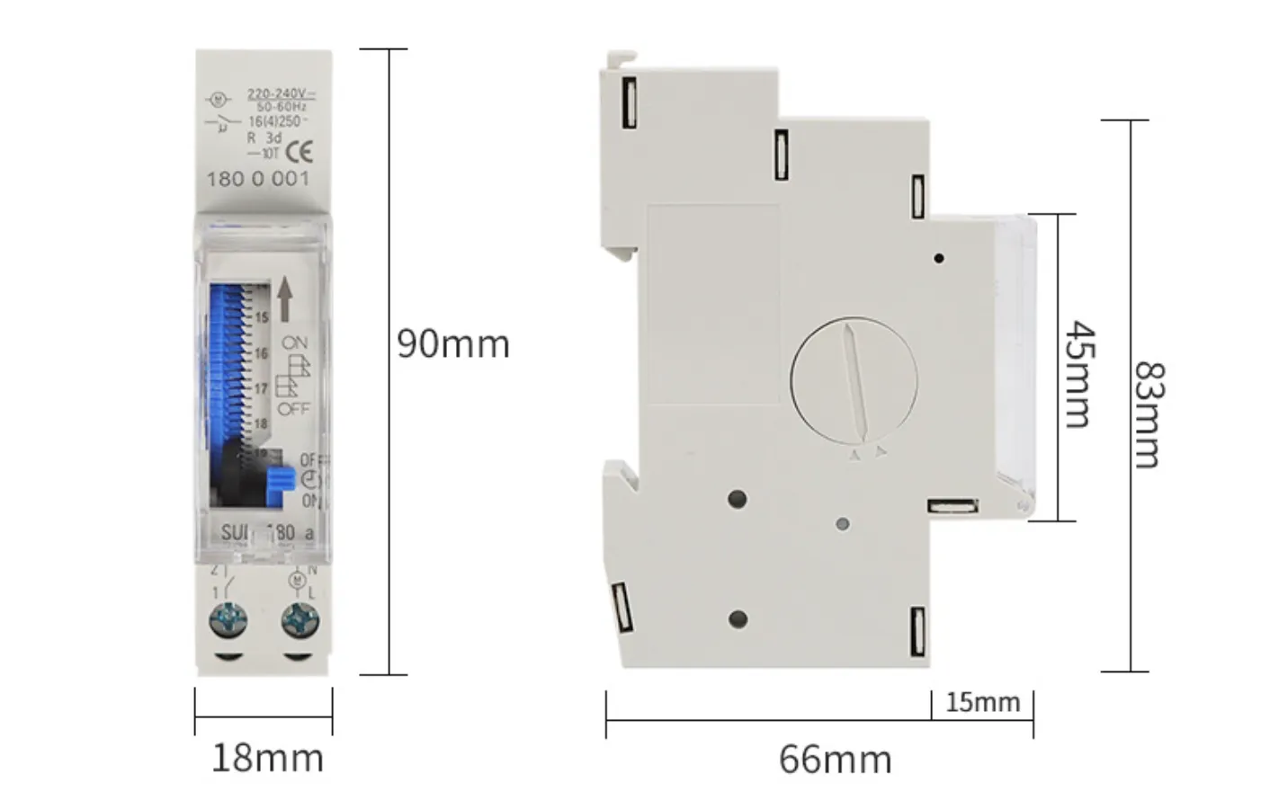 Mechanical Timer Switch SUL181h Dimension 