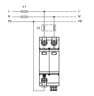 Connection Diagram of VIOX VSP1-D20_2(S) Pluggable Single-Pole SPD