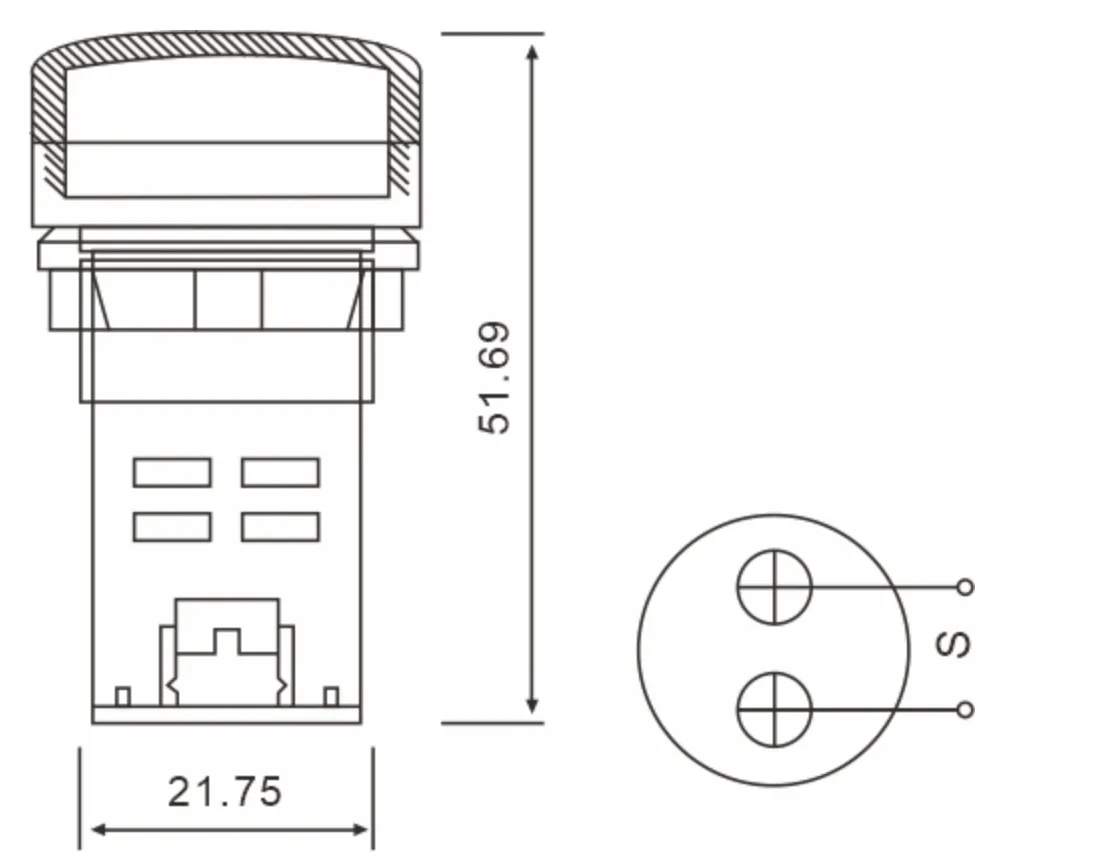 Voltage-Meter-Indicator-AD22-RF-Dimension