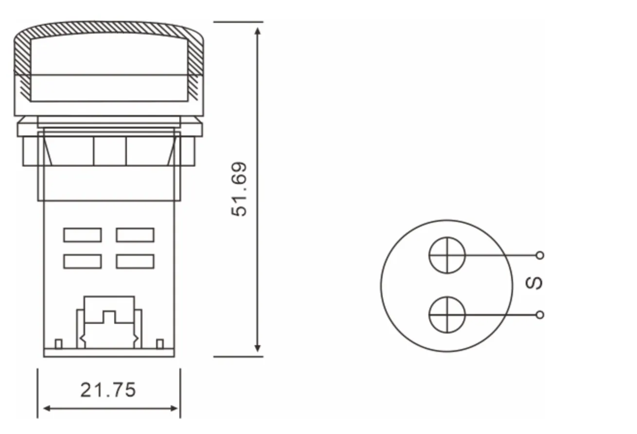 Voltage Meter Indicator AD22-RT-Dimension