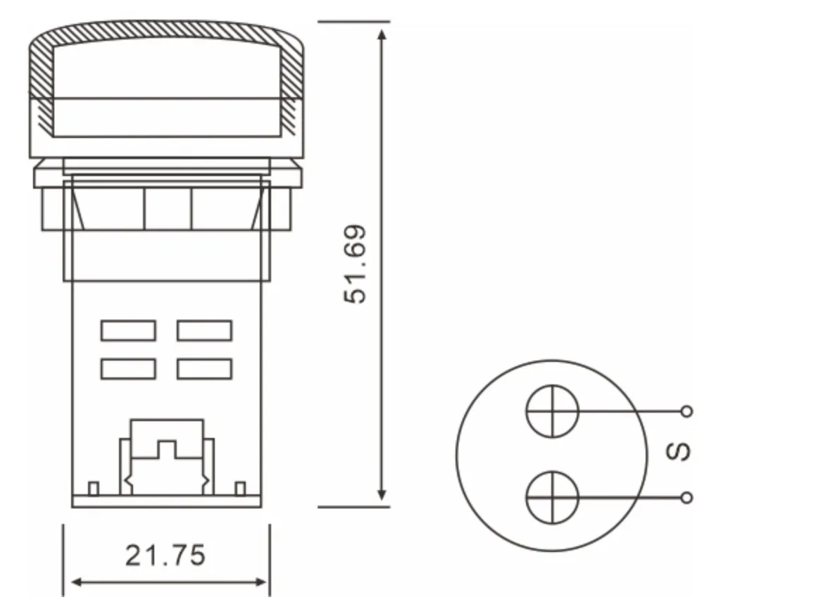 Voltage Meter Indicator AD22-RV-Dimension