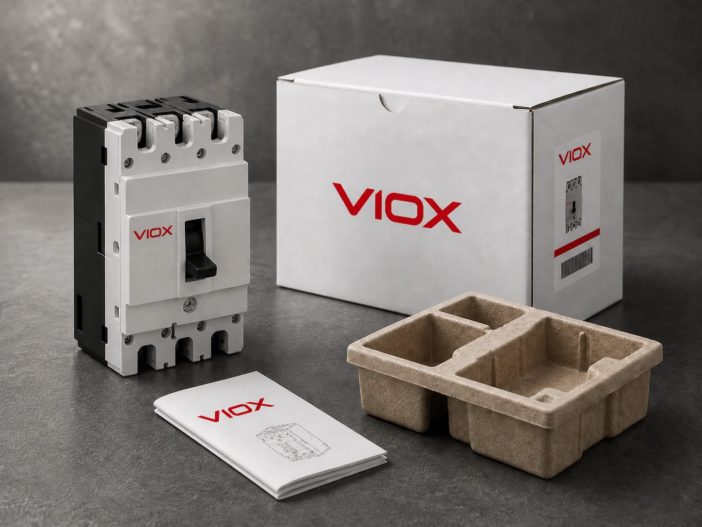 Illustration of VIOX private-label electrical product branding and packaging options