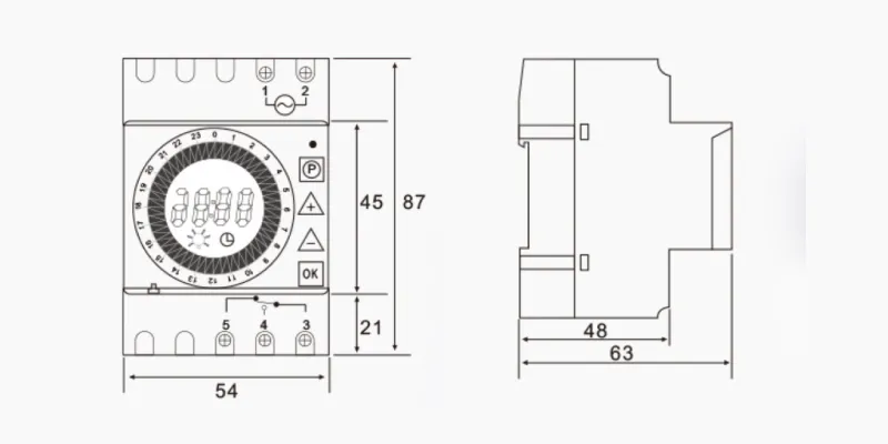 Digital Timer Switch THC 20-1C-Dimension