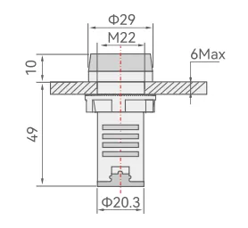 Indicator Light AD22-22MFD with Buzzer dimension