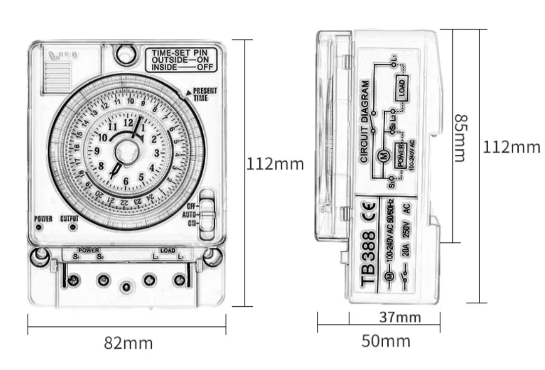 Mechanical-Timer-Switch-TB388-Dimension