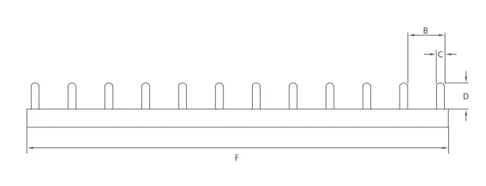 VIOX Pin-Type 1-Phase Busbars Dimension