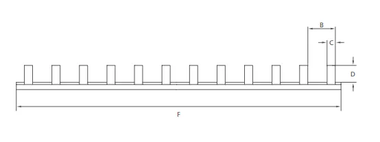 VIOX Pin-type 1-phase busbars (C45) Dimension