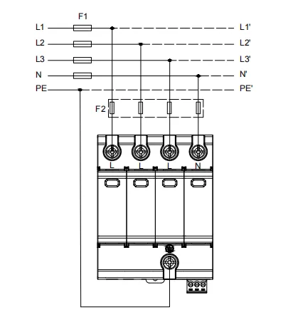  Connection Diagram of VIOX VSP1-D20_4(S) Pluggable Single-Pole SPD