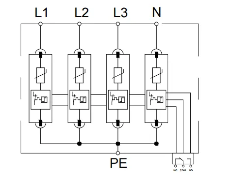  Internal Configuration of VIOX VSP1-D20_4(S) Pluggable Single-Pole SPD