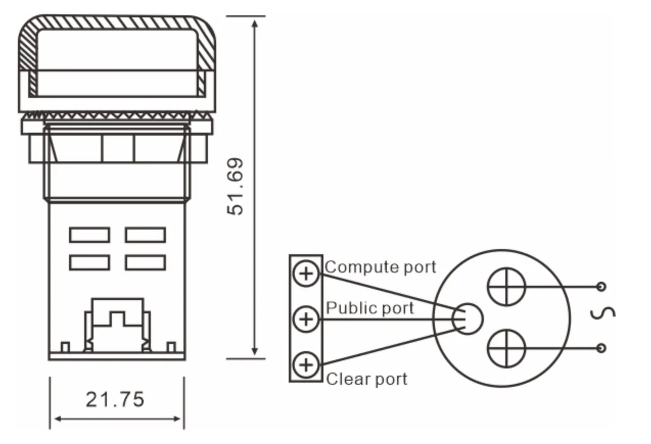 Voltage Meter Indicator AD22-CR-Dimension