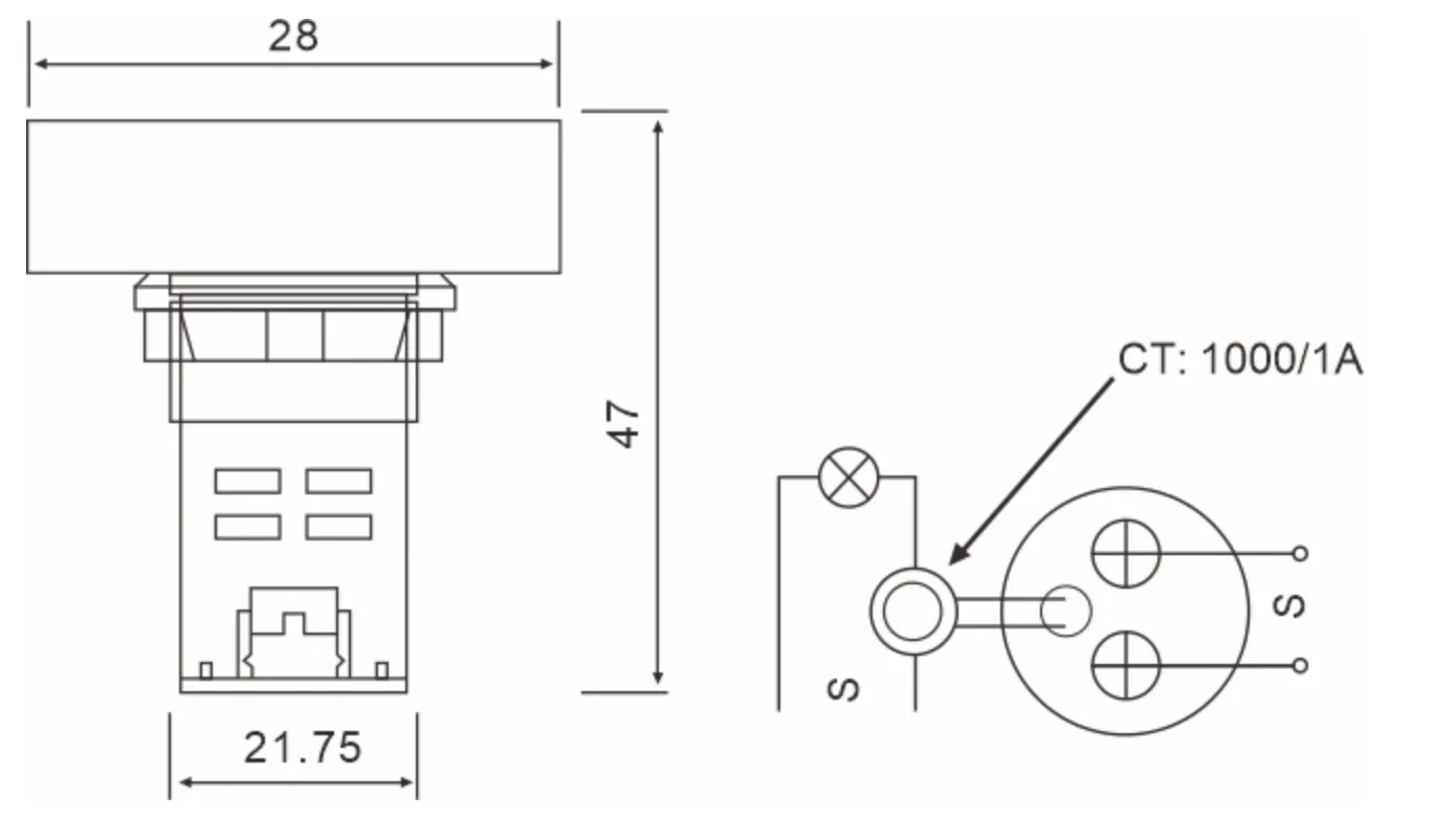 Voltage Meter Indicator AD22-SA-Dimension