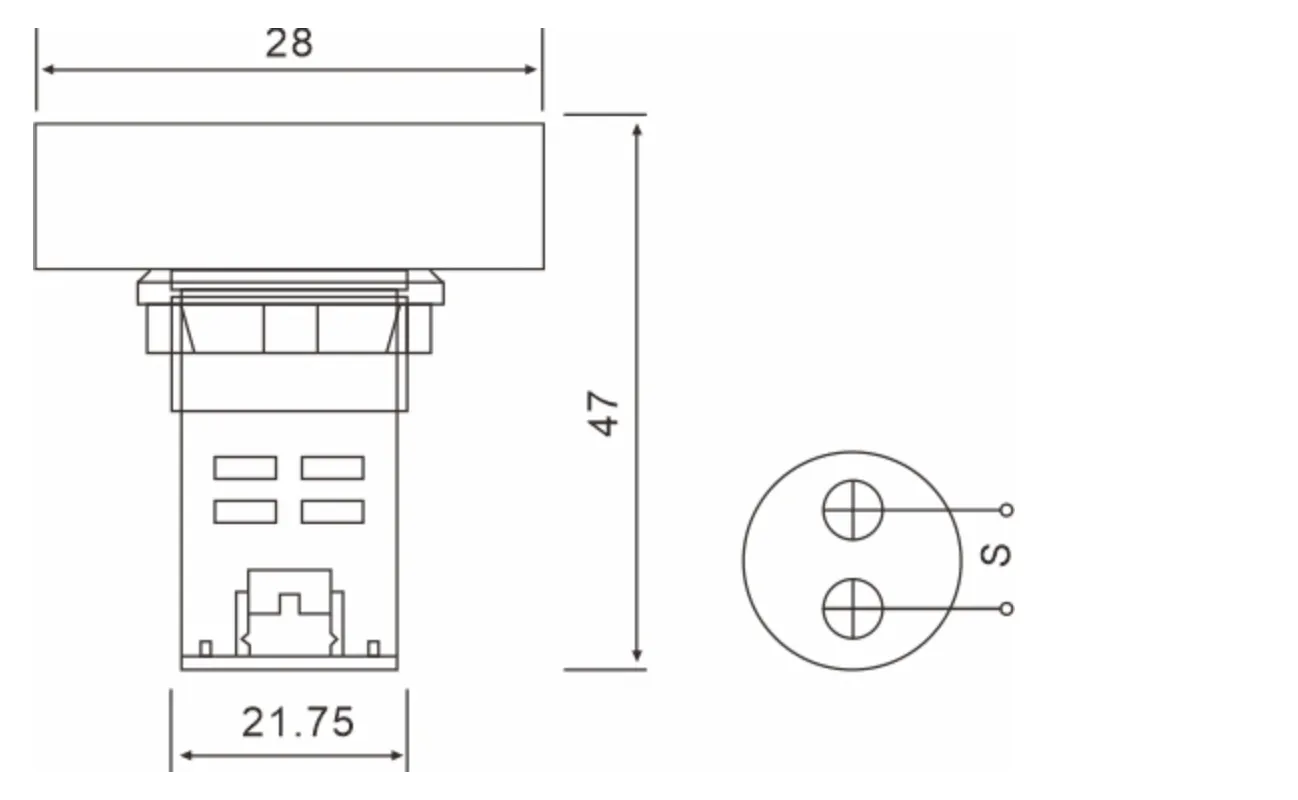 Voltage Meter Indicator AD22-SF-Dimension