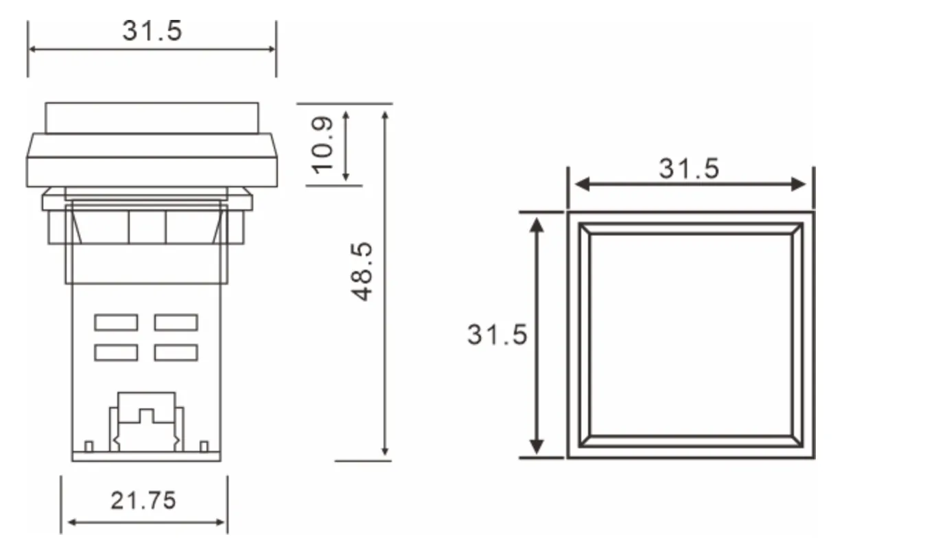 Voltage Meter Indicator AD22-ST-Dimension