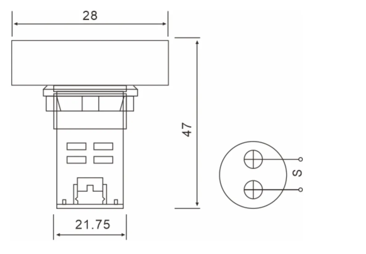 Voltage-Meter-Indicator-AD22-SV-Dimension