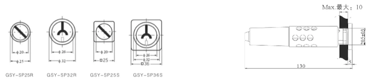 SWITCH POSITION INDICATORS Dimension