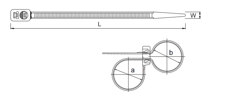 Double Loop Cable Ties Dimension