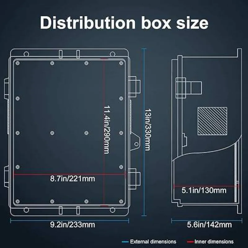 Vented Electrical Enclosure dimension