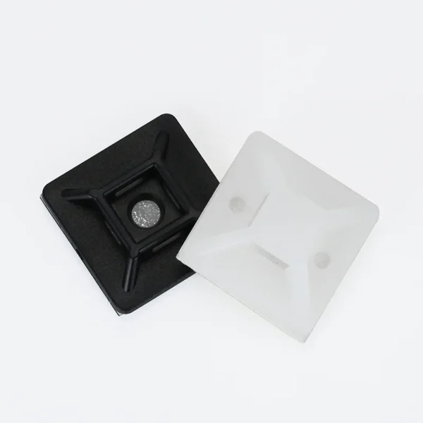 4-Way Adhesive Cable Tie Mounts black and white