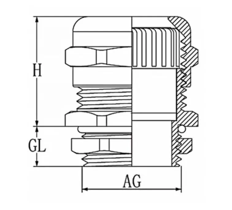 Brass EMC Cable Gland Dimension