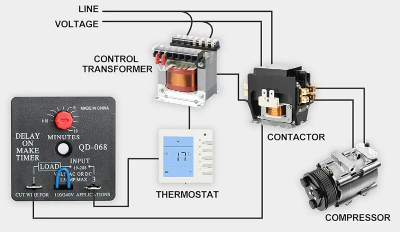 Delay ON Make Timer QD-068 Wiring Diagram