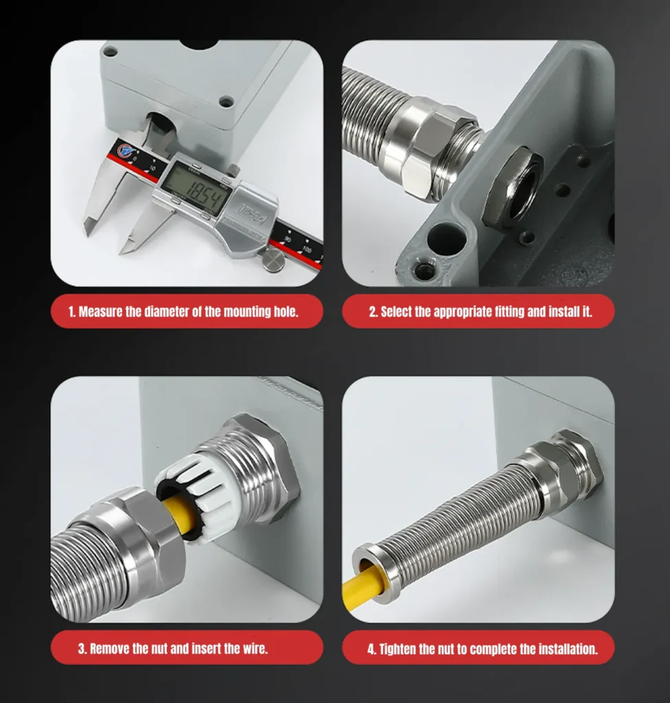 Flexible Cable Gland 4 steps install