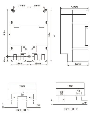 KG316T Digital Timer Dimension