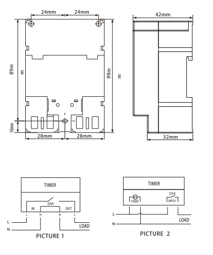 KG316T-II Digital Timer Switch Dimension