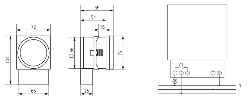 Mechanical Timer Switch SUL189S Dimension