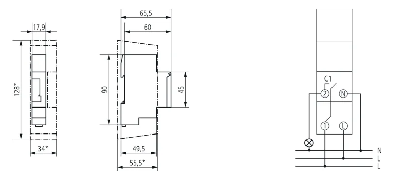 SUL180A Mechanical Timer Dimension