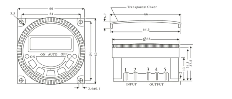 TM619 Time Switch Dimension