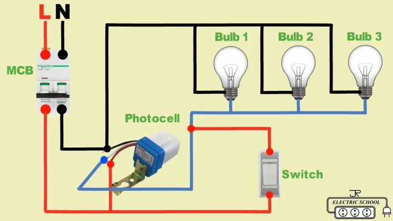 Diagrama de cableado del interruptor de fotocélula