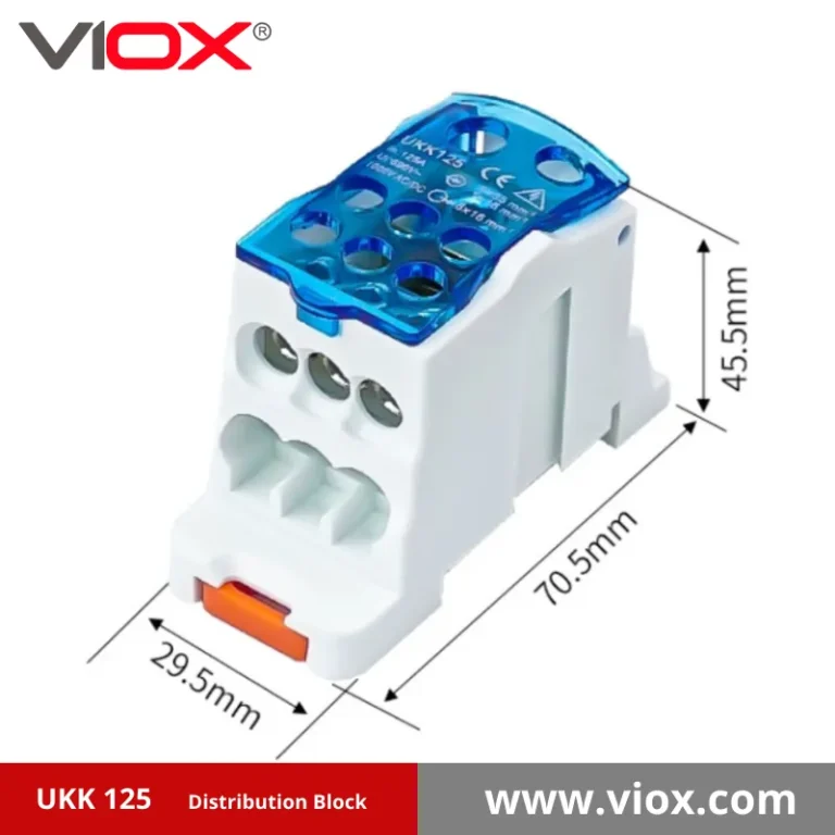 VIOX UKK 125A 1-In 6-Out blue Distribution Block