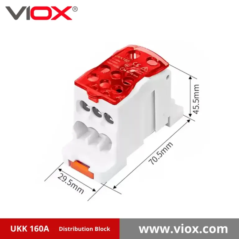 VIOX UKK 160A 1-In 6-Out Red Distribution Block