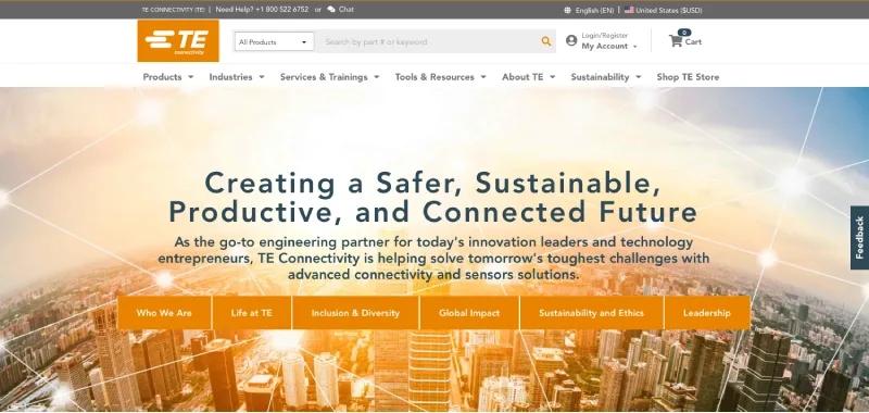DE 10 STÖRSTA TILLVERKARNA AV KOPPLINGSPLINTAR 2025- TE CONNECTIVITY