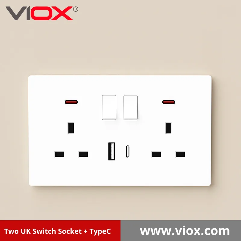 Two UK Switch Socket + TypeC