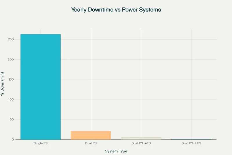 Dual Power System Reliability Comparison: MTBF, Availability, and Downtime Analysis