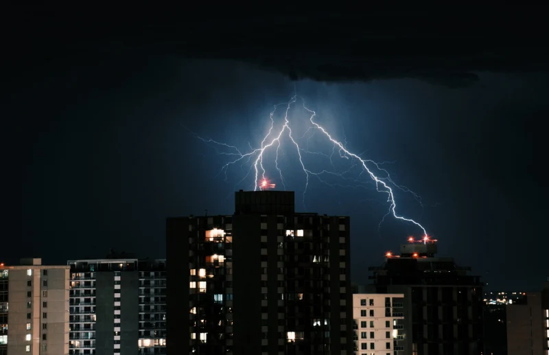 Lightning in night