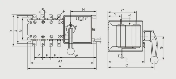 VOQ3-43 DUAL POWER AUTOMATIC TRANSFER SWITCH Dimension