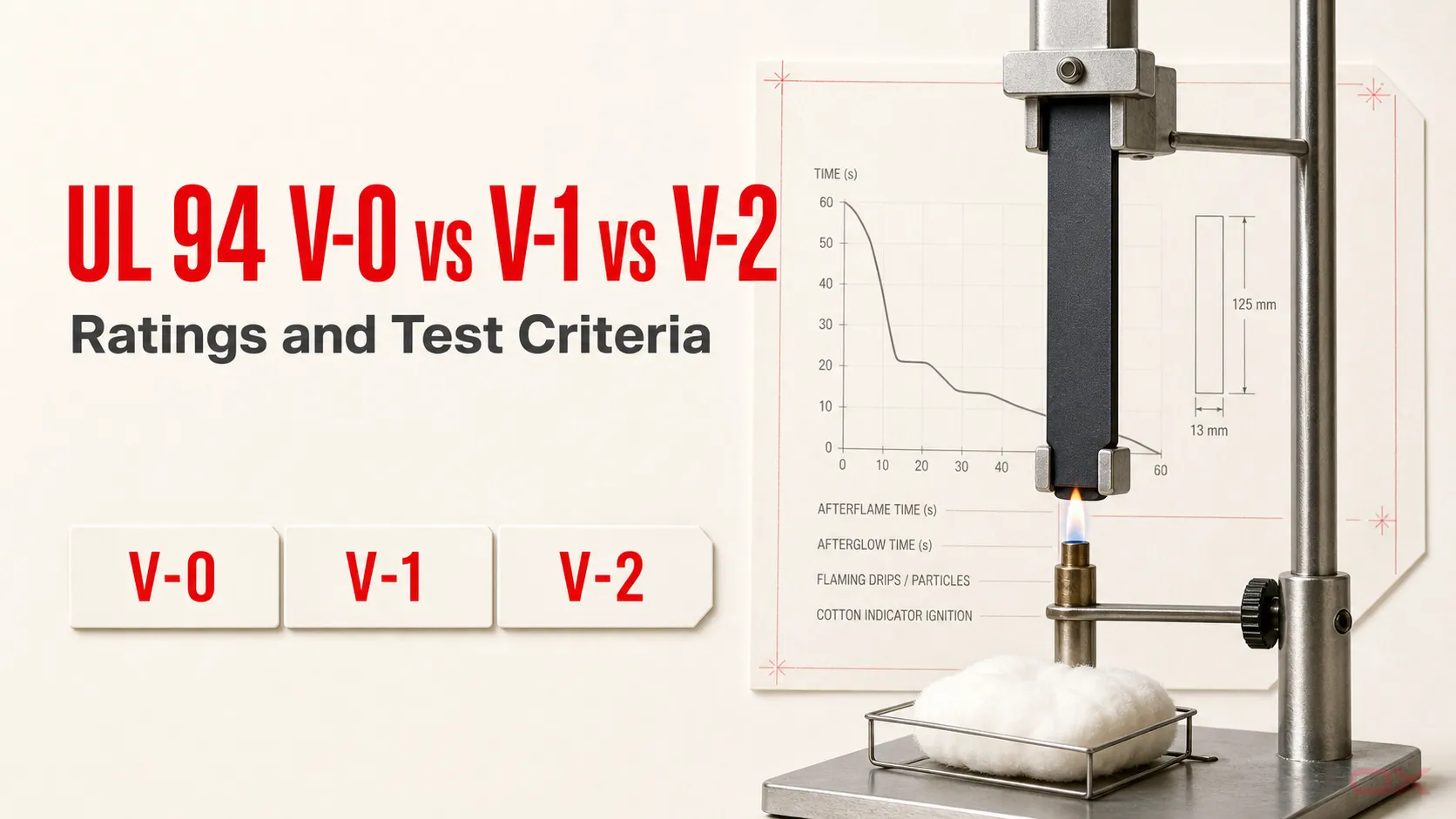 UL 94 V-0 vs V-1 vs V-2 : classifications et critères d'essai
