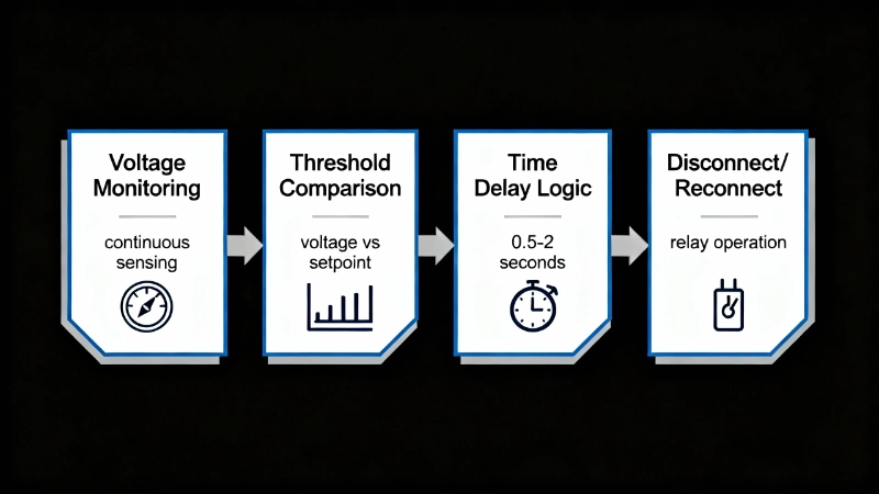 Four-stage operation of over & under voltage protectors.