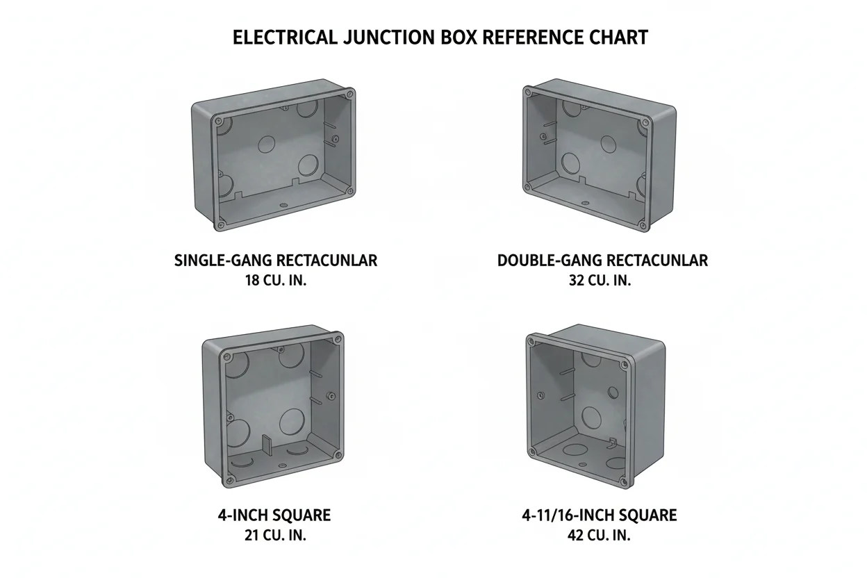Standard Junction Box Types and Volumes Chart