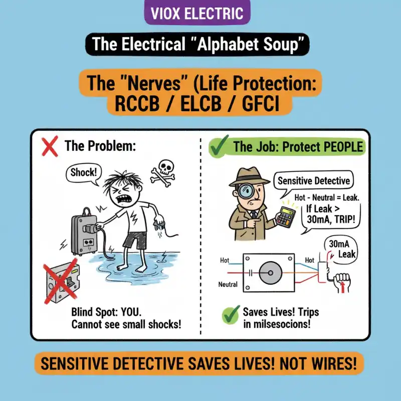 The "Nerves" (Life Protection): RCCB / ELCB / GFCI