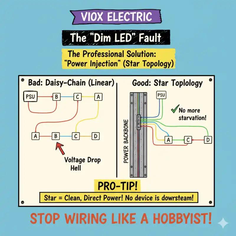 The Professional Solution: "Power Injection" (Star Topology)