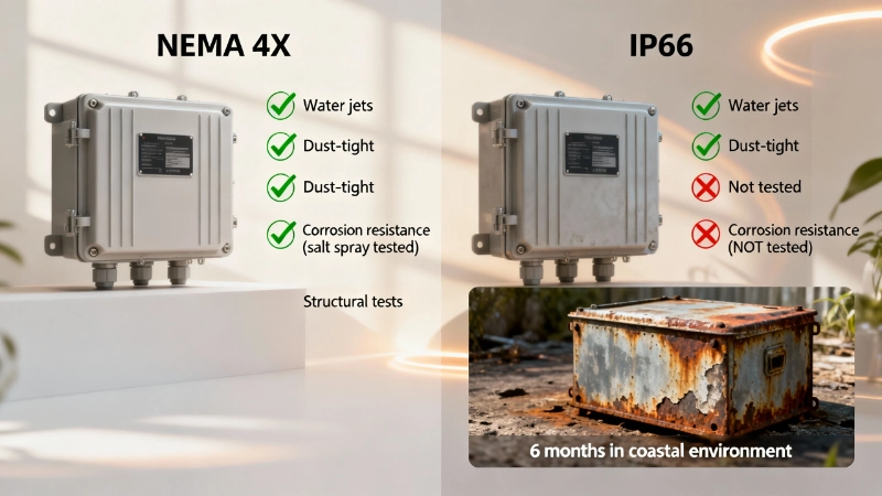 Why NEMA 4X ≠ IP66 in corrosive environments