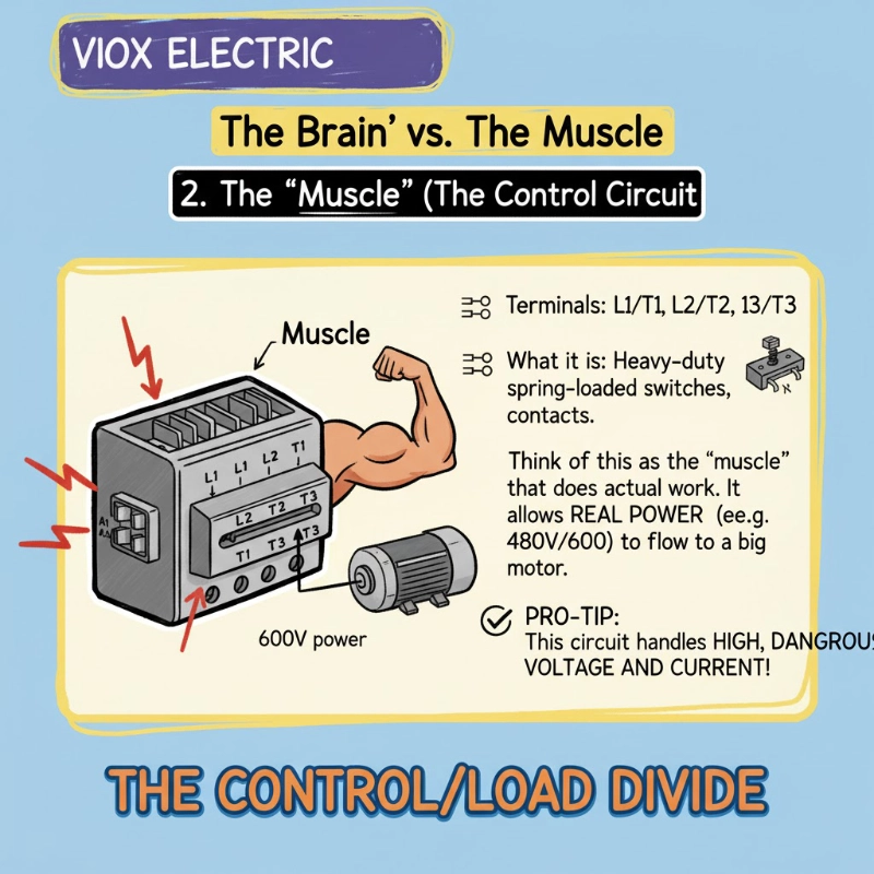 the "Muscle" (Load Circuit) part of the contactor